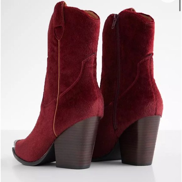 Oasis Society Red Western Ankle Boots Metal Toe Cap Size 9 - Picture 3 of 8